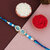 LUCKY JEWELLERY Turquoise Stone Pearl Rakhi for Brother/Bhaiya/Bhai/Bhabhi - Pack of 1