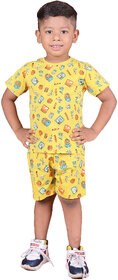 Kid Kupboard Cotton Boys T-Shirt and Short Set, Yellow, Half-Sleeves, 5-6 Years KIDS6446