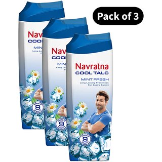 Navratna Mint Fresh Cool Talc - Pack Of 3 (50g)