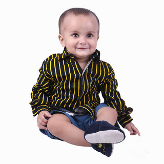 Kid Kupboard Cotton Baby Boys Shirt, Black, Full-Sleeves, 9-12 Months KIDS6450