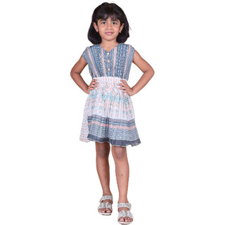 Kid Kupboard Cotton Girls A-Line Frock, Multicolor, 6-7 Years KIDS6461