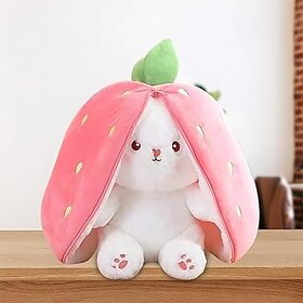Acrogail Strawberry Rabbit Plush Soft Toys, Cute and Adorable Bunny with Zipper, Stuffed Animal, Decorative and Gift Ite