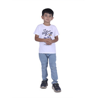 Kid Kupboard Cotton Boys T-Shirt, Light White, Half-Sleeves, 6-7 Years KIDS6466