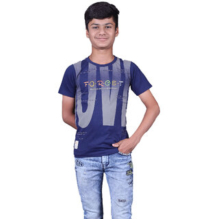 Kid Kupboard Cotton Boys T-Shirt, Dark Blue, Half-Sleeves, 12-13 Years KIDS6467