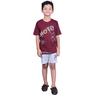 Kid Kupboard Cotton Boys T-Shirt, Dark Purple, Half-Sleeves, 8-9 Years KIDS6469