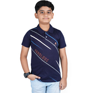 Kid Kupboard Cotton Boys T-Shirt, Dark Blue, Half-Sleeves, 8-9 Years KIDS6470