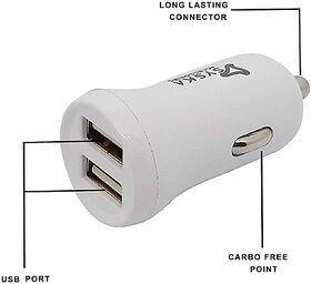 Syska 2.1 Amp Turbo Car Charger (White, With USB Cable)_320clone