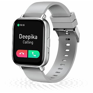 GIONEE Ufit 6 Bluetooth Calling Metallic Frame Smartwatch (Grey Strap, Free Size)_426clone.