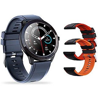 Foxin FoxFit Prime Full Touch Large Round Display Smartwatch with SpO2 Upto 15 Days Battery Life 10 Sports Mode Blood Pressure Heart Rate Monitoring IP68 Dust  Water Resistance (Thunder Blue)_516clone.