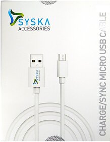 Syska CC10 1.2 m Micro USB Cable (Compatible with All Phones With Micro USB Port, White, One Cable)_297clone