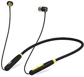 Foxin FoxBeat 135 Wireless Neckband with Mic 25 Hours Playtime Enhanced Bass Magnetic Metal Earbuds Bluetooth 5.0 Voice Assistant IPX5 Water Resistant Made in India(Black-Yellow)_511clone.