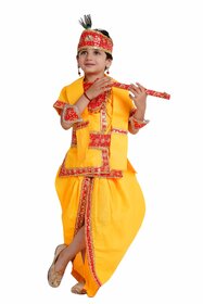 Kaku Fancy Dresses Kanha Costume For Boy, Krishna Costume with Accessories, Lord Krishna Dress, Janmashtami Dress