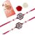 LUCKY JEWELLERY Oxidised Silver Meena Floral Rakhi for Brother/Bhaiya/Bhai/Bhabhi - Pack of 2