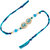 LUCKY JEWELLERY Turquoise Stone Pearl Rakhi for Brother/Bhaiya/Bhai/Bhabhi - Pack of 1