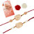 LUCKY JEWELLERY Gold Plated Semi Precious Stone Rakhi for Brother/Bhaiya/Bhai/Bhabhi - Pack of 2
