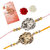 LUCKY JEWELLERY Oxidised Gold and Silver Lion Design Rakhi for Bhaiya  Bhabhi - Pack of 2