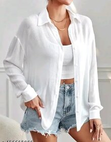 Women solid regular full sleeves cotton blend shirt
