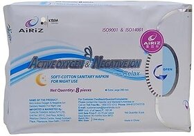 Agriveda Airiz Soft-Cotton Sanitary Pads With Wings For Night Use 8 Pads In 1 Pack Sanitary Pad (Pack Of 8)