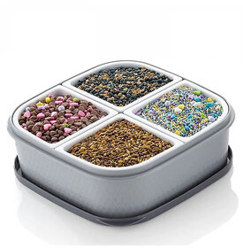 Dry Fruit Storage Box / Airtight Plastic 4 Section Multipurpose Storage Container (Pack of 1)