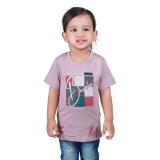 Kid Kupboard Cotton Baby Boys T-Shirt, Light Purple, Half-Sleeves, 2-3 Years KIDS6480