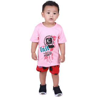 Kid Kupboard Cotton Baby Boys T-Shirt, Light Pink, Half-Sleeves, 2-3 Years KIDS6482