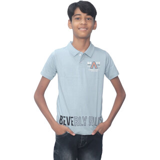 Kid Kupboard Cotton Boys T-Shirt, Light Blue, Half-Sleeves, 11-12 Years KIDS6489