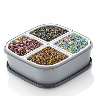 Dry Fruit Storage Box / Airtight Plastic 4 Section Multipurpose Storage Container (Pack of 1)