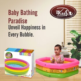 Kaash collections 3KB Kid's Inflatable Baby Bath Tub Pool, 2ft, 3-4 Years (Multicolour)