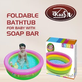 Kaash collections 3KB Kid's Inflatable Baby Bath Tub Pool, 2ft, 3-4 Years - Multicolor