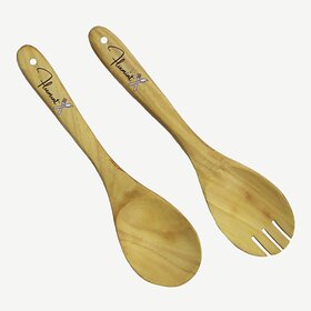Flixmint Flixmint Spoon Wooden Salad Spoon, Serving Spoon Set (Pack Of 2)