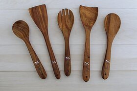Flixmint Flixmint Spoon Wooden Serving Spoon Set (Pack Of 5)