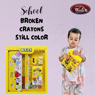 Kaash collections Doodle Stationery Kit Set for Boys/Girls, Cartoon School Items For Kids Pencil, Eraser,Scale,Sharpener