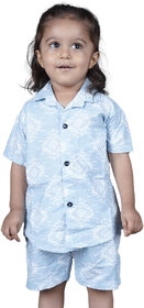 Kid Kupboard Cotton Baby Boys Shirt and Short Set, Light Blue, Half-Sleeves, 3-4 Years KIDS6516