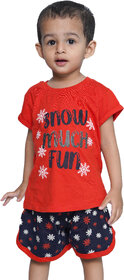 Kid Kupboard Cotton Baby Girls Top and Short Set, Multicolor, Half-Sleeves, 3-4 Years KIDS6523