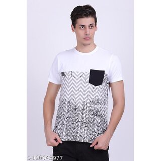 Fidato Men's Round Neck Half Sleeves Multicolor Tshirt (FDMARNC97)