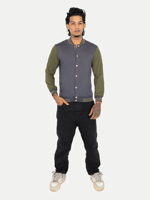 Men Olive Ribbed Golf Jacket