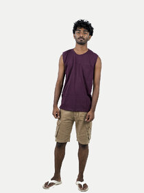 Rad Prix Mens Maroon Solid 100% Cotton Round Neck T-Shirt