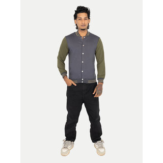 Men Olive Ribbed Golf Jacket