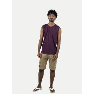 Rad Prix Mens Maroon Solid 100% Cotton Round Neck T-Shirt