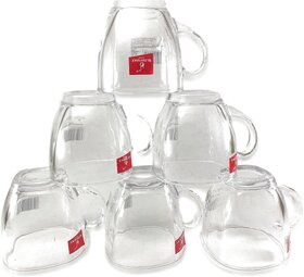 BLINKMAX Transparent Square Shape Tea Cup Coffee Cup Set Made of Crystal Clear Glass 155 ml Pack of 6