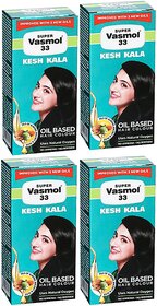 Super Vasmol 33 Kesh Kala Oil Based Hair Colour 50ml Pack Of 4