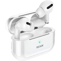 Tecsox TecPod Airbuds 16 Hr Bluetooth True Wireless Earbuds In Ear Bluetooth Headphone Powerfull Bass TWS White