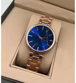 Bolun Womens Analog Watch - Elegant Blue Dial with Rose Gold Chain (Ram28)