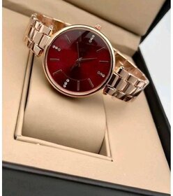 Bolun Red Dial Rose Metal BD Belt Analog Women Watch_Ram51