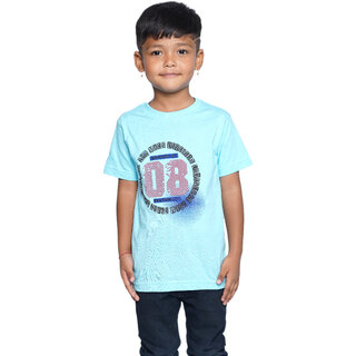 Kid Kupboard Cotton Boys T-Shirt, Light Blue, Half-Sleeves, 6-7 Years KIDS6541