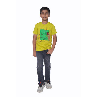 Kid Kupboard Cotton Boys T-Shirt, Yellow, Half-Sleeves, 8-9 Years KIDS6543