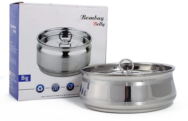 Buy Stainless Steel Tableware Belly shape Kitchen Dabba with Lid Poori ...