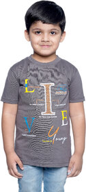 Kid Kupboard Cotton Boys T-Shirt, Dark Grey, Half-Sleeves, 6-7 Years KIDS6567