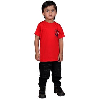Kid Kupboard Cotton Baby Boys T-Shirt, Red, Half-Sleeves, 4-5 Years KIDS6537