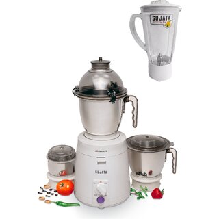 SUJATA DYNAMIX with Extra Blender (Juicer) jar 900 W Juicer Mixer Grinder (4 Jars, White)
